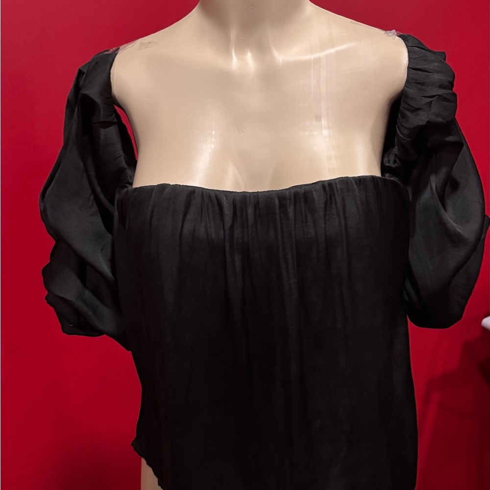 Bardot Black Puff Sleeve Off-Shoulder Top